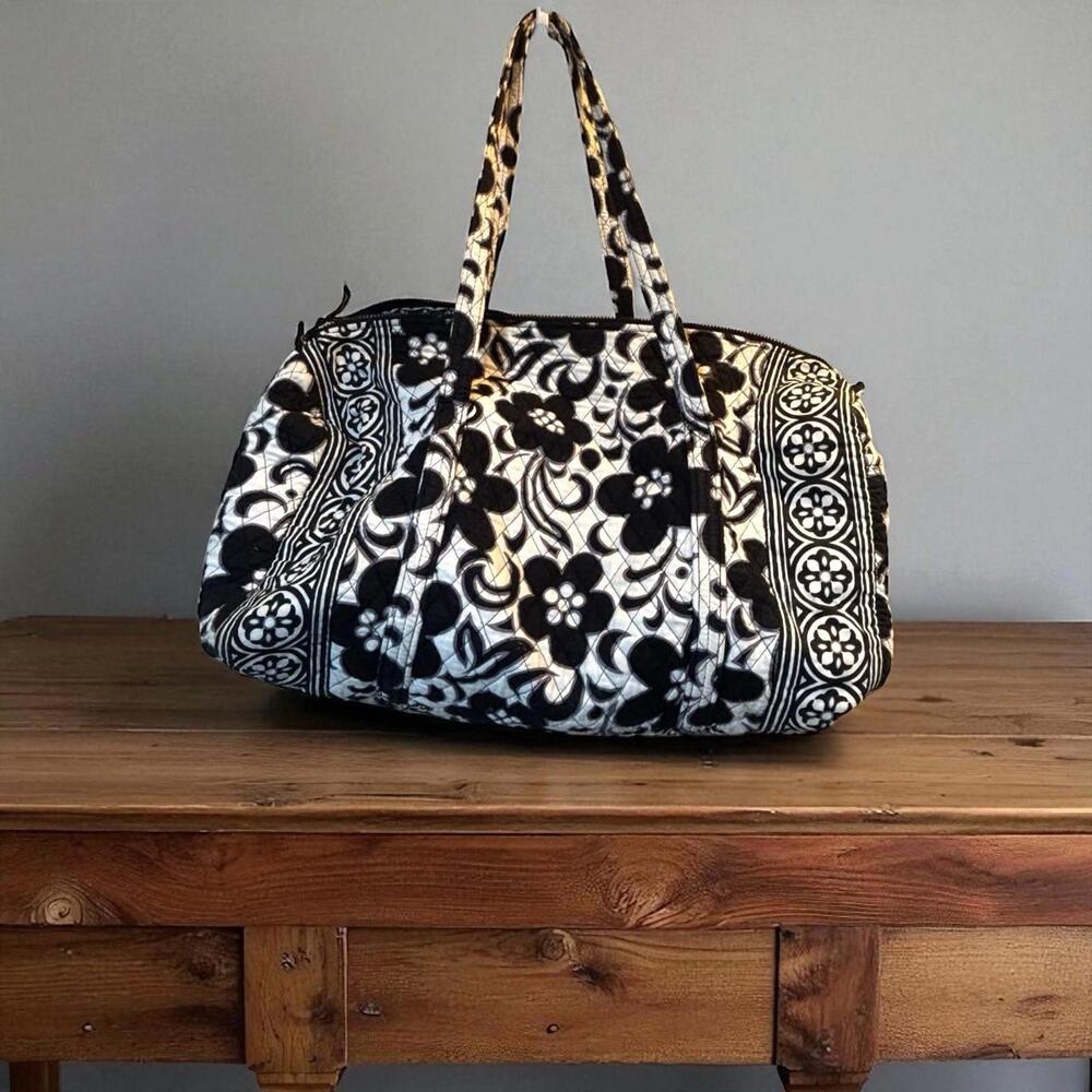 Vera Bradley Large Duffle Shoulder Travel Weekender Bag, Day & Night Pattern